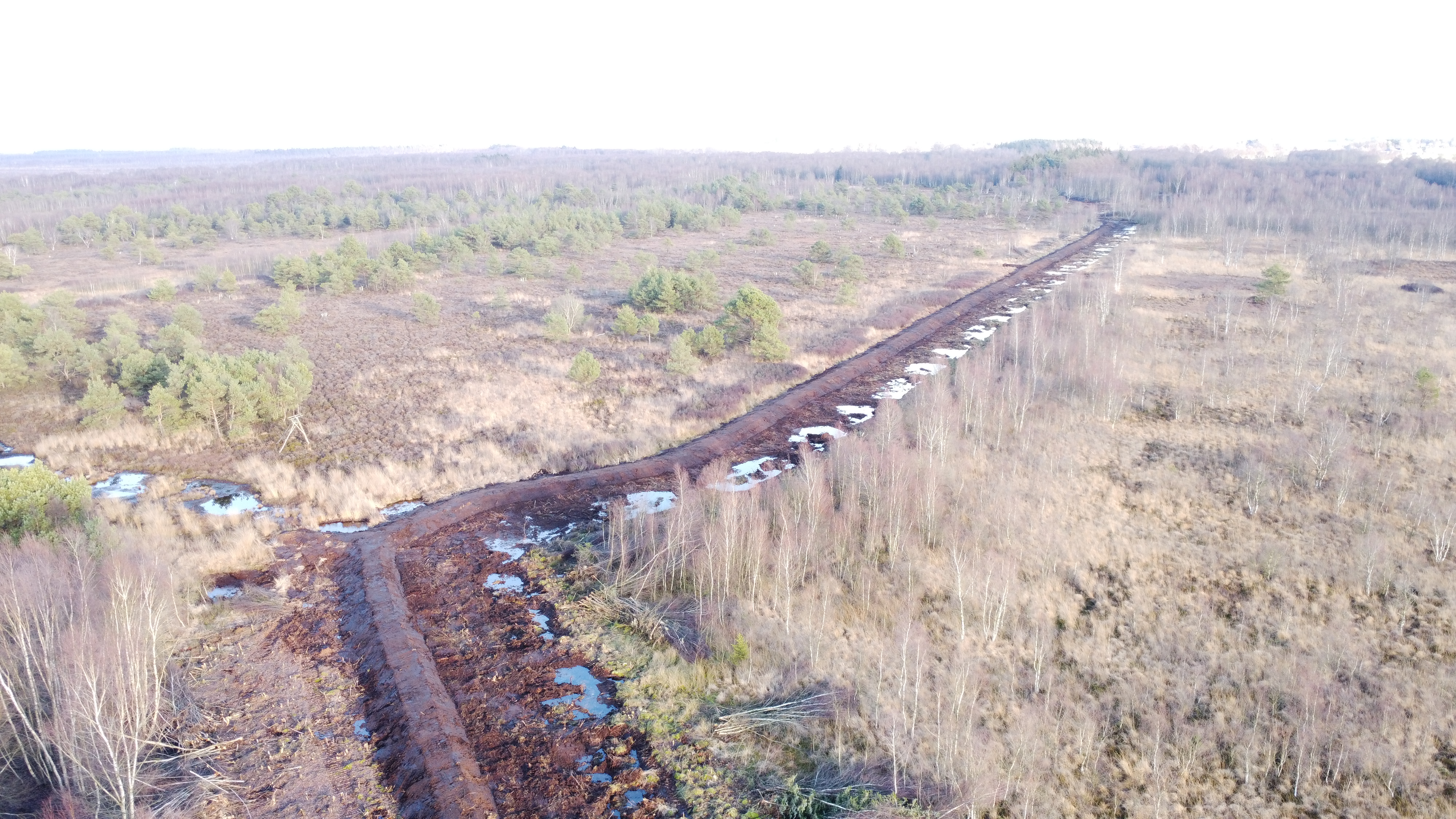 Luftbild der fertigen Spundwand mit Top-Verwallung